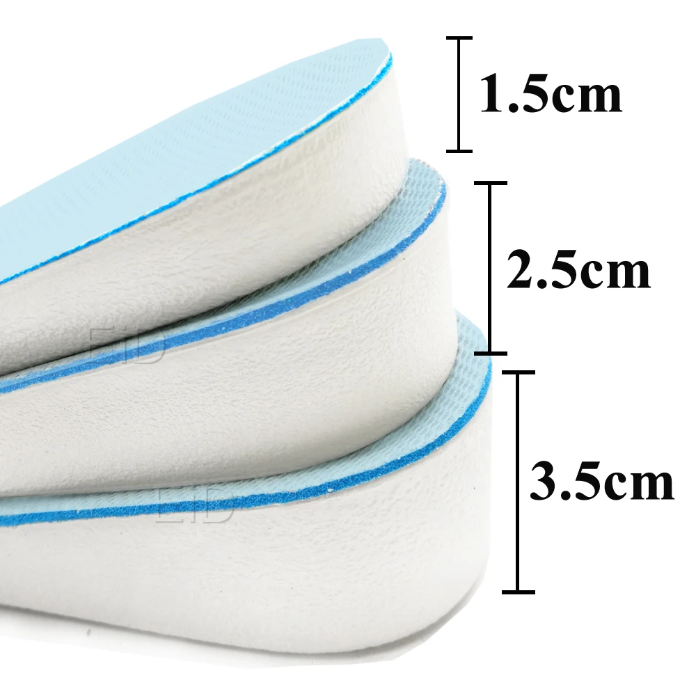 Invisible EVA Ultra Thin Height Increase Insoles with Breathable Comfortable Polyester Bottom Shoe Insole Height 1-3.5cm Unisex