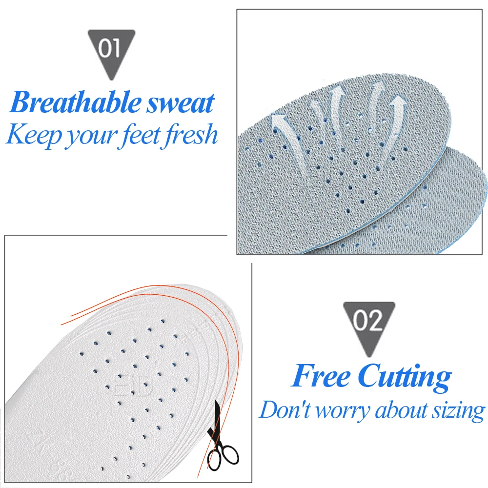 Invisible EVA Ultra Thin Height Increase Insoles with Breathable Comfortable Polyester Bottom Shoe Insole Height 1-3.5cm Unisex