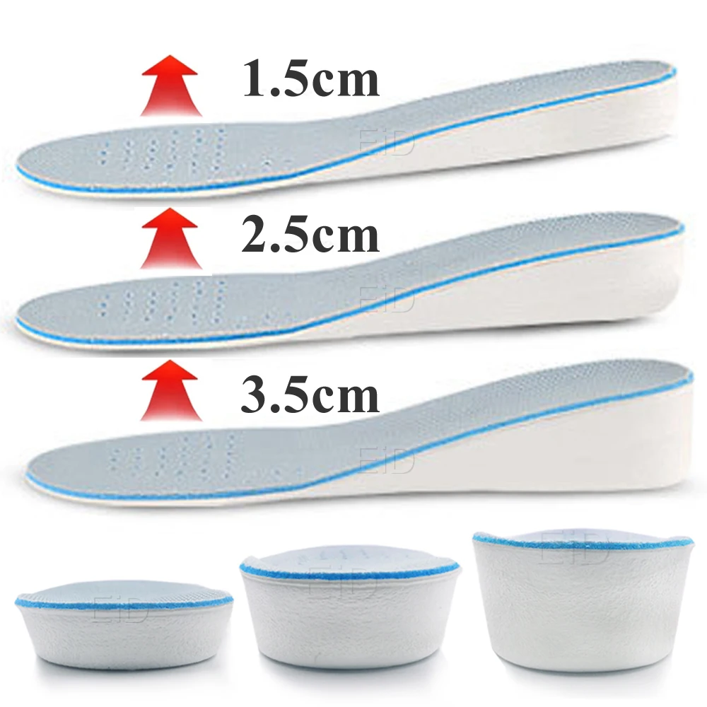 Invisible EVA Ultra Thin Height Increase Insoles with Breathable Comfortable Polyester Bottom Shoe Insole Height 1-3.5cm Unisex