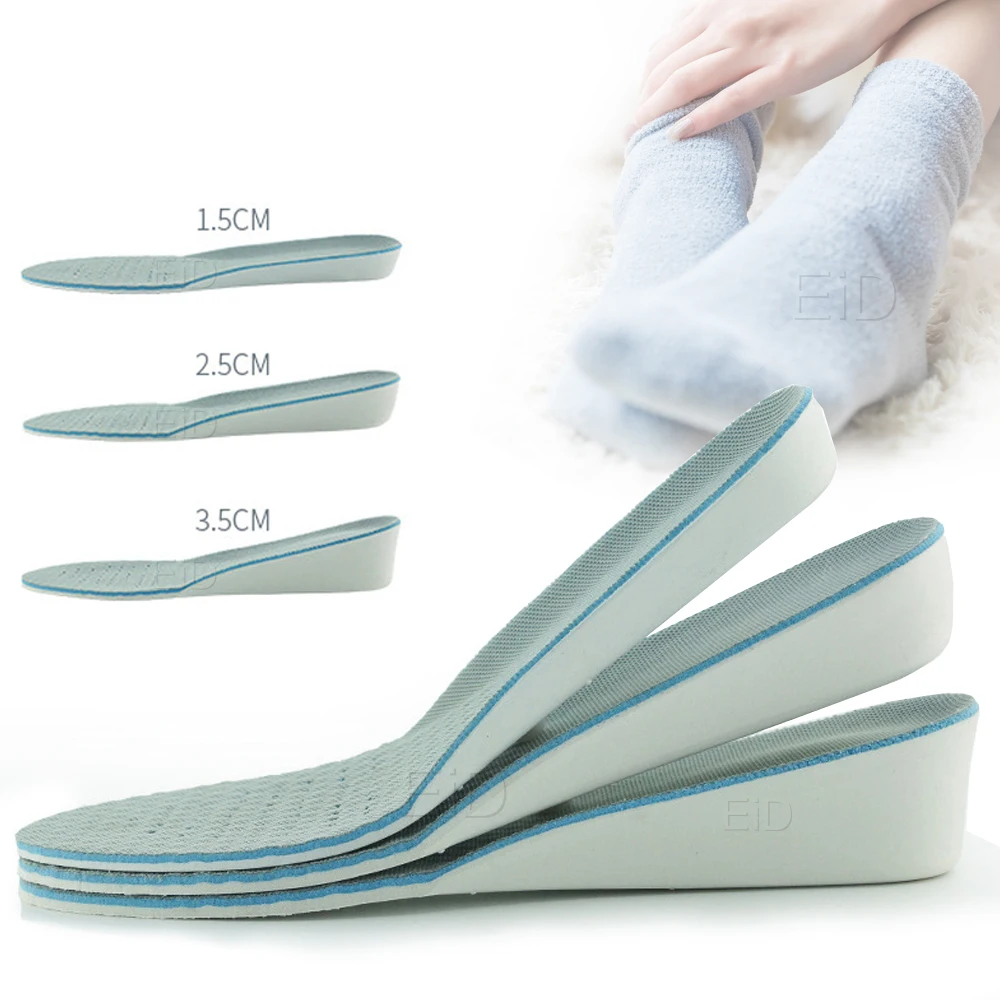 Invisible EVA Ultra Thin Height Increase Insoles with Breathable Comfortable Polyester Bottom Shoe Insole Height 1-3.5cm Unisex