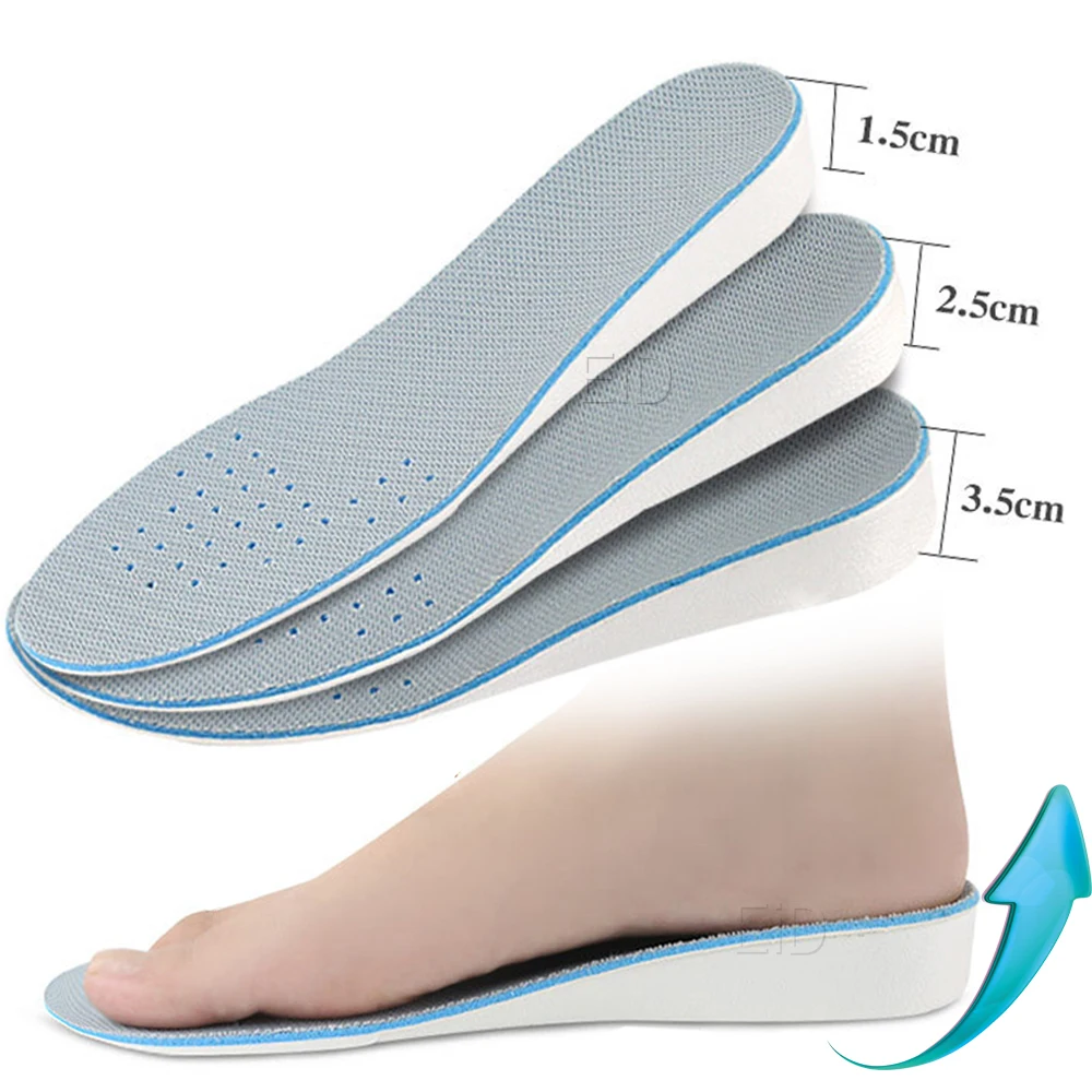 Invisible EVA Ultra Thin Height Increase Insoles with Breathable Comfortable Polyester Bottom Shoe Insole Height 1-3.5cm Unisex