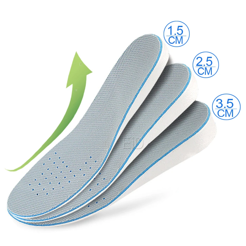 Invisible EVA Ultra Thin Height Increase Insoles with Breathable Comfortable Polyester Bottom Shoe Insole Height 1-3.5cm Unisex
