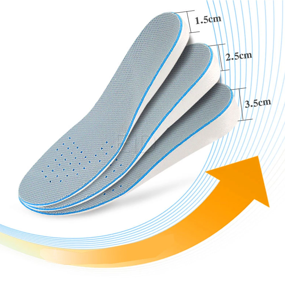 Invisible EVA Ultra Thin Height Increase Insoles with Breathable Comfortable Polyester Bottom Shoe Insole Height 1-3.5cm Unisex