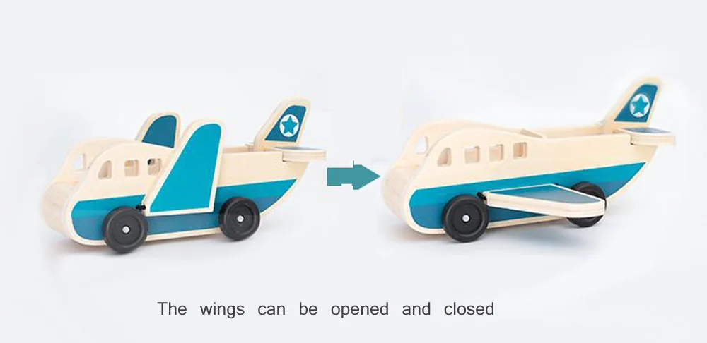 Wooden Train Tracks Scene Accessories Wooden Double Platform Gas Station Airplane Airport Educational DIY Toys For Children