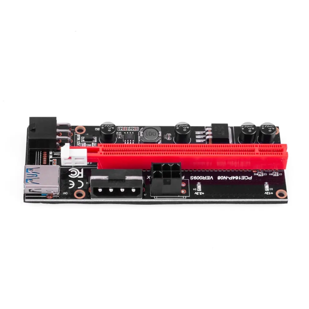 PCI-E Riser 009S 1X 16x Extender PCI E USB Riser 009S Dual 6Pin Adapter Card SATA 15pin for BTC USB 3.0 Graphics Card