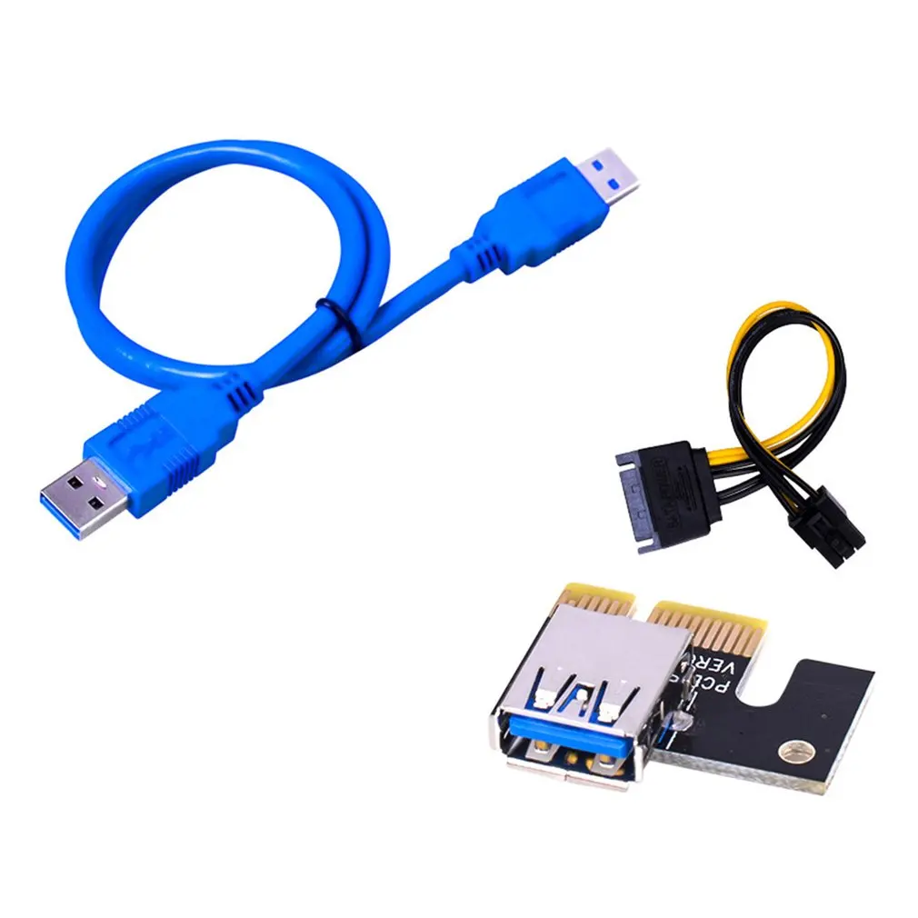 PCI-E Riser 009S 1X 16x Extender PCI E USB Riser 009S Dual 6Pin Adapter Card SATA 15pin for BTC USB 3.0 Graphics Card