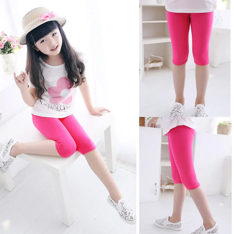 Summer Clothes Baby Girl Pants Children Cropped Pants Candy Color Calf-Length Girls Leggings Skinny Kids Trousers 2-12 Yrs