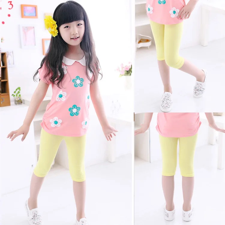 Summer Clothes Baby Girl Pants Children Cropped Pants Candy Color Calf-Length Girls Leggings Skinny Kids Trousers 2-12 Yrs