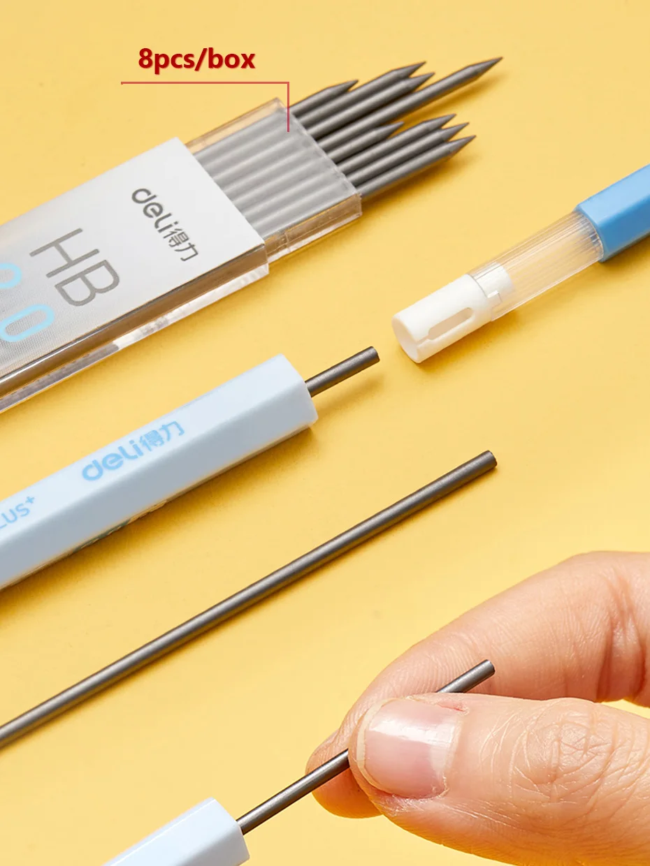 Deli Mechanical Pencil 2.0mm Lead HB 2B Sketch Writing Automatic Pencil Refills for Kids Stationery with Sharpener Pencil