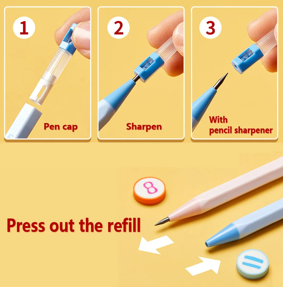 Deli Mechanical Pencil 2.0mm Lead HB 2B Sketch Writing Automatic Pencil Refills for Kids Stationery with Sharpener Pencil