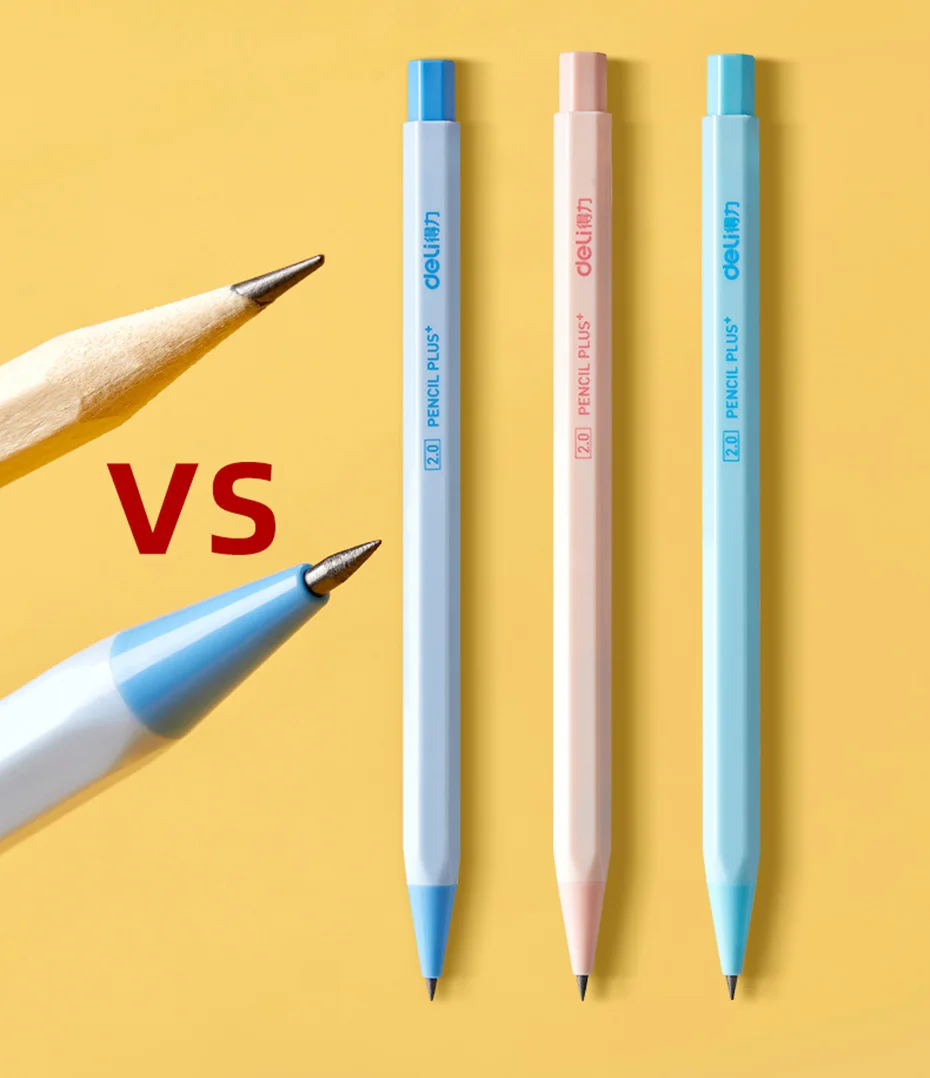 Deli Mechanical Pencil 2.0mm Lead HB 2B Sketch Writing Automatic Pencil Refills for Kids Stationery with Sharpener Pencil