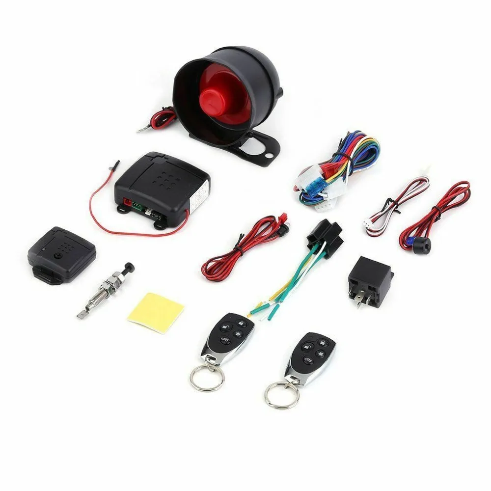 Universal 1-Way Car Alarm Vehicle System Protection Security System Keyless Entry Siren + 2 Remote Control Burglar Alarm