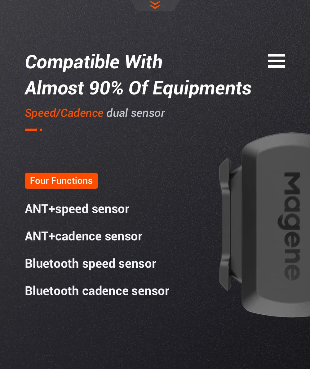 Magene S3+ Speed Cadence Sensor ANT Bluetooth Computer Speedmeter Dual Sensor Bike Accessories Compatible with WahooOnelap Zwift