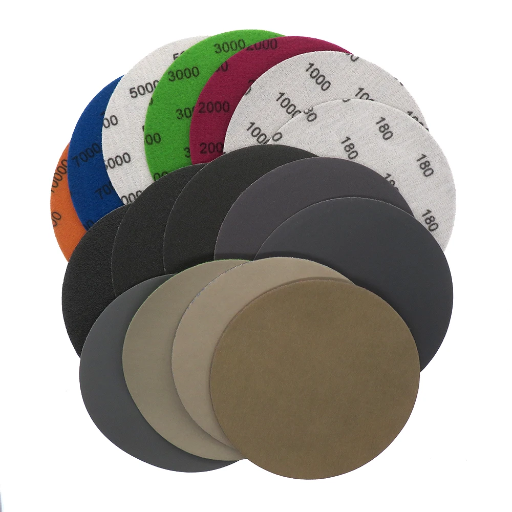 50Pcs 5 Inch 125mm Waterproof Sanding Discs Hook & Loop Silicon Carbide Sandpaper Wet/Dry 60 -10000 Grit for Polishing Grinding