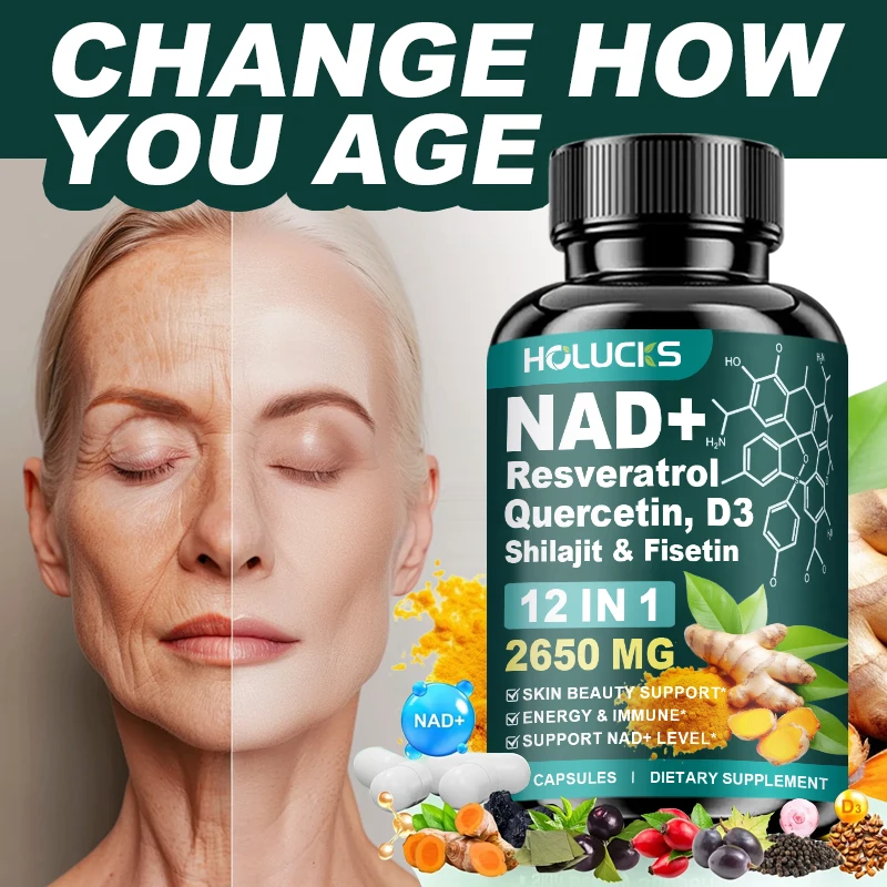 NAD+ Supplement Capsules, with Resveratrol, Anti-Aging, Promotes Cell Repair, Support Energy Vitality Immune,for Skin Health