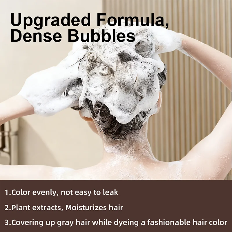 YUITIKUE Brown Hair Dye Shampoo | 4-in-1 Color, Moisturize, Nourish, Natural Ginger Formula 100ml
