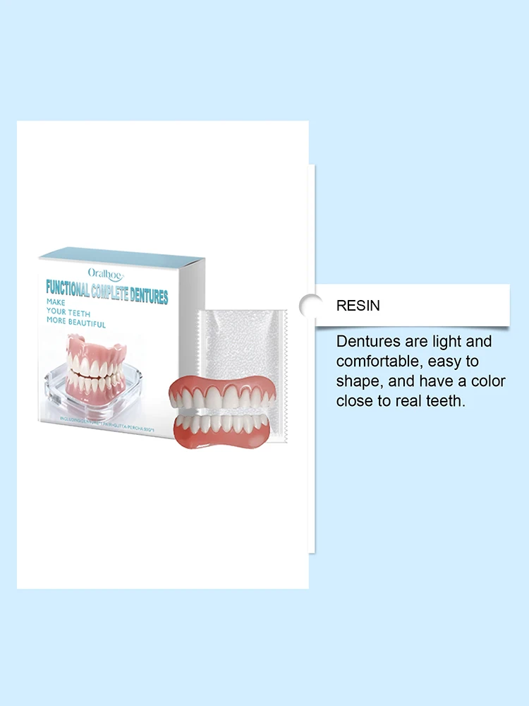 New Fake Teeth Dentures Full Set Natural Upper Lower Silicone Braces Instant Confident Smile Veneers For Men Women Oral Care