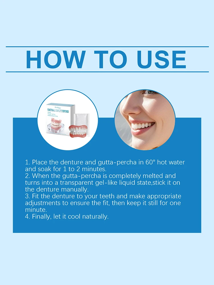 New Fake Teeth Dentures Full Set Natural Upper Lower Silicone Braces Instant Confident Smile Veneers For Men Women Oral Care