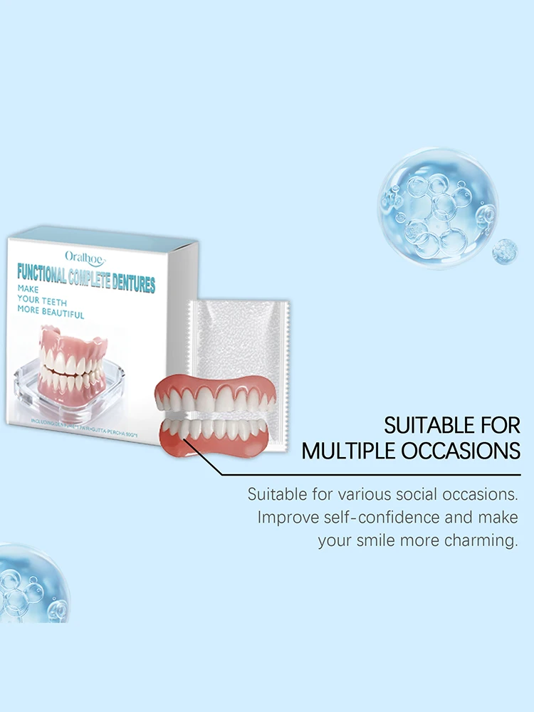 New Fake Teeth Dentures Full Set Natural Upper Lower Silicone Braces Instant Confident Smile Veneers For Men Women Oral Care