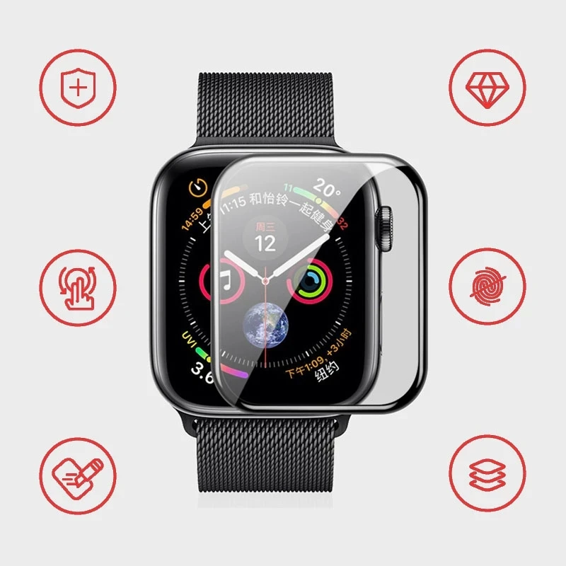 Protective Film For Apple Watch 44mm 45mm 40mm 41mm 49mm 38mm 9D Curved Screen Protector For iWatch Series 9 8 7 6 5 Ultra 3 2 1