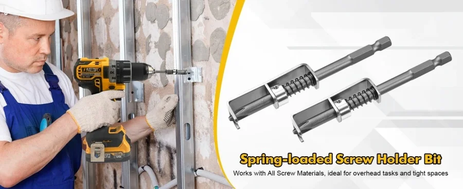 Spring Loaded Screw Holder Bit,Screw Gripper Tool Universal Anti-drop Screwdriver Bit Screws Retaining Holders Clamp Fixing Set