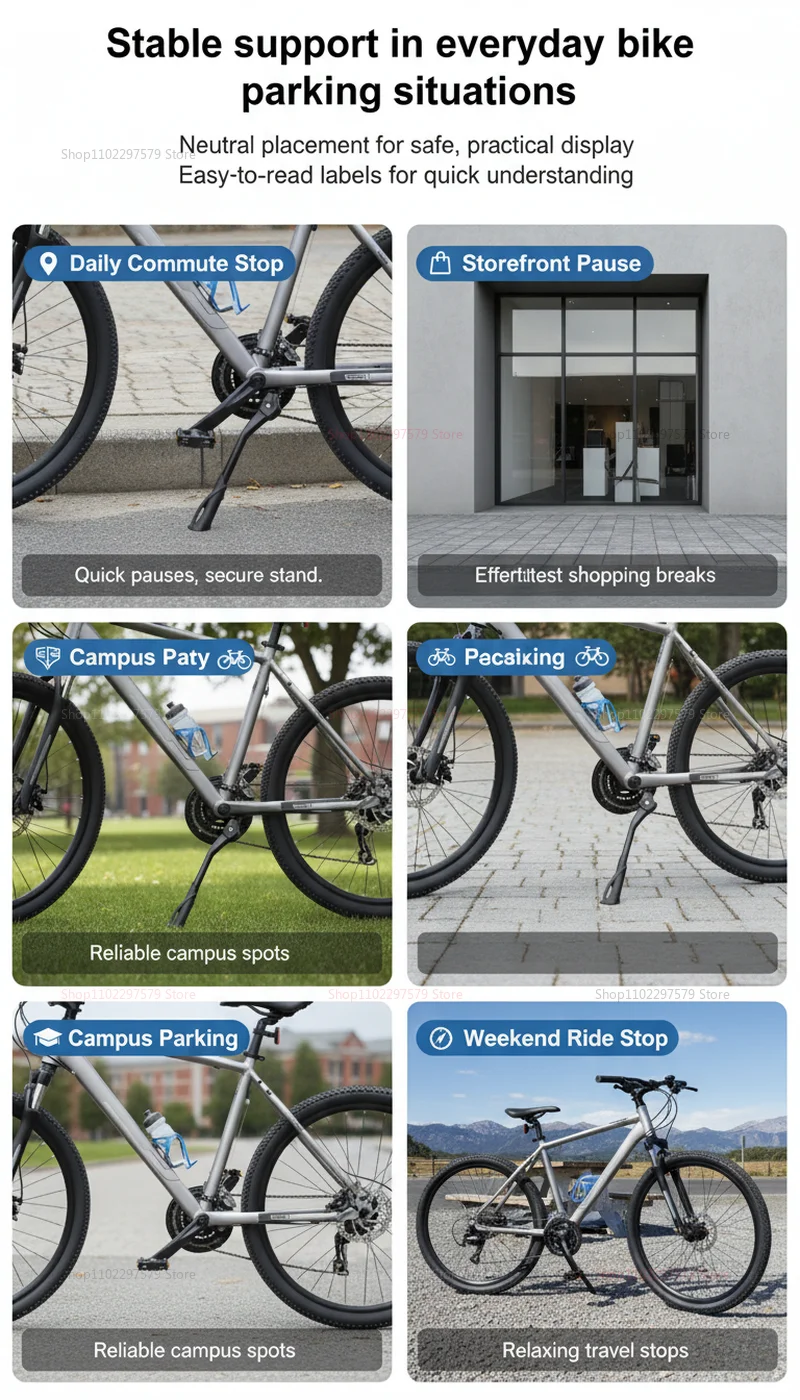 Adjustable Aluminum Mountain Bike Support Pole Thickened Reinforced Anti-slip Bike Stand for Off-road Cycling Repair and Storage