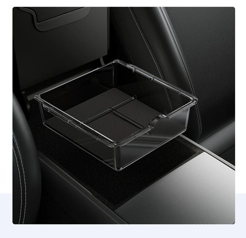 YZ For Tesla Model 3 Highland Y YL Juniper Center Console Storage Box ABS Silicone With Non‑Slip Mat Rear Armrest Car Accessorie