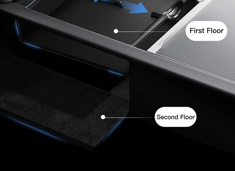 YZ For Tesla Model 3 Highland Y YL Juniper Center Console Storage Box ABS Silicone With Non‑Slip Mat Rear Armrest Car Accessorie