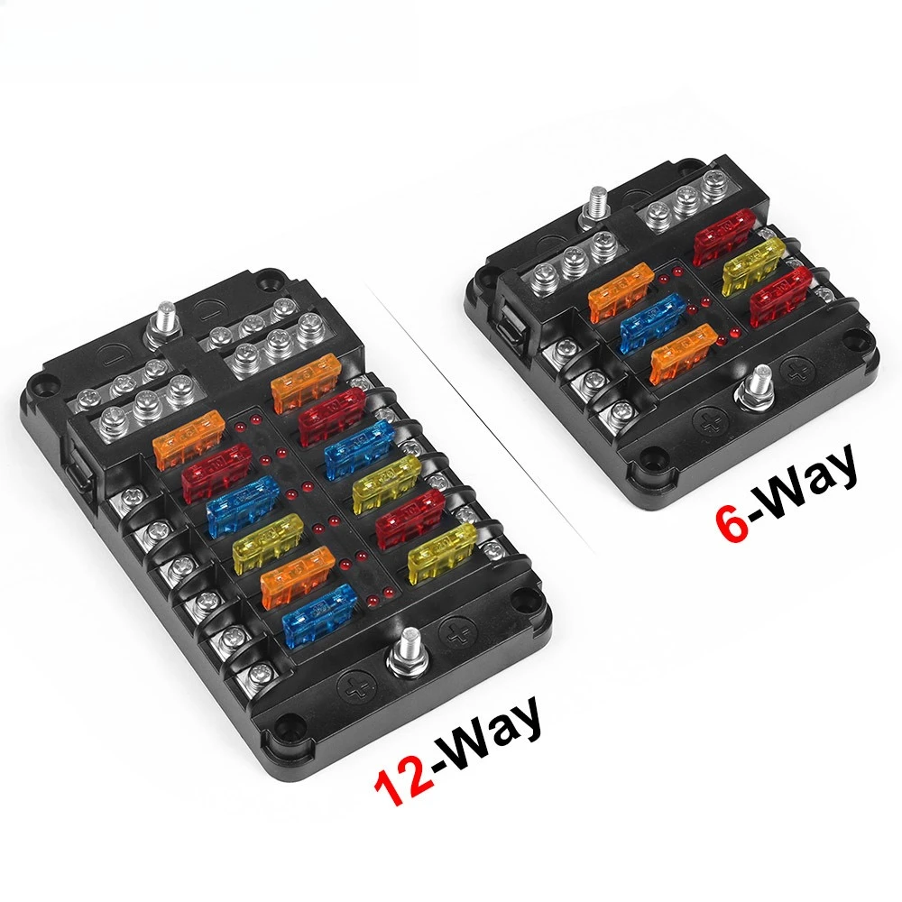 Car 6/12pcs Way Blade Fuse 12-24V Fuse Box LED Indicator Waterproof Block Universal Multi-circuit Fuse Box Ship and Vehicle
