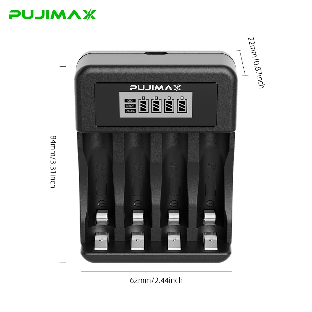 PUJIMAX Rechargeable Li-ion Battery 1.5V AA 4255mWh AAA 1100mWh+Charger for Clock Radio Video Game Digital Camera AA AAA Battery