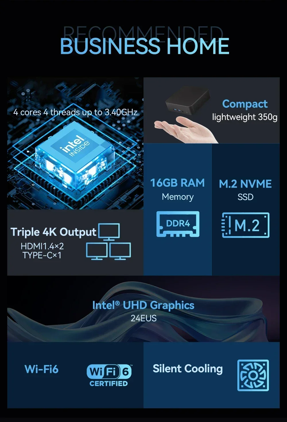 Small Mini Pc Intel I9 8950HK Mini PC Computer Windows 11 Mini PC 3 Screen Display 16GB RAM 1TB SSD Wifi 6 BT5.2 Mini PC Desktop