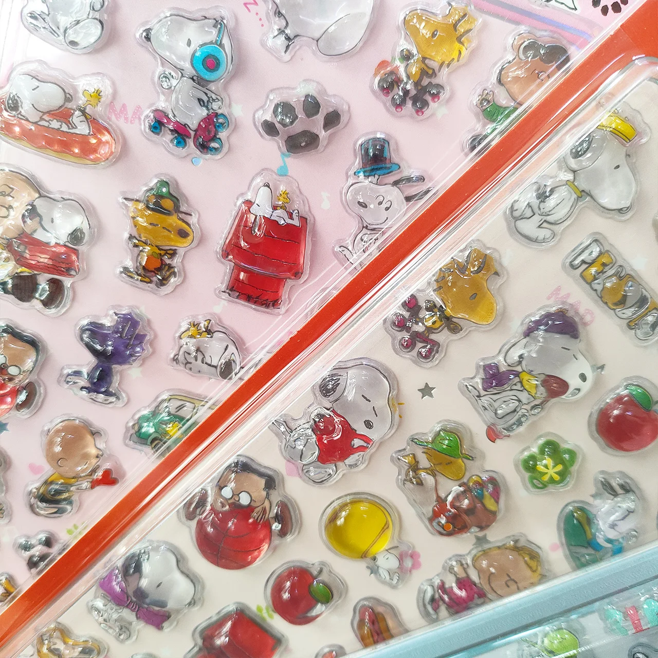 3PCS 3D Relief Snoopy Crystal Stickers Cute Aesthetic DIY Decals for Student Journal Phone Case Decor Stationery Gift Set