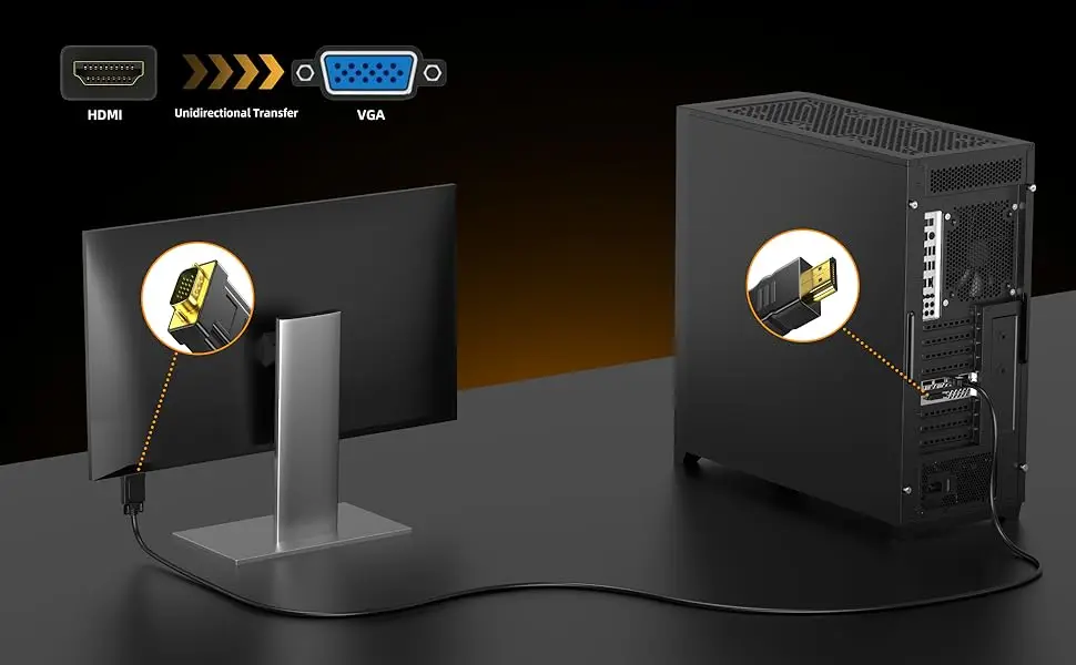 1080P HDMI-Compatible To VGA Adapter 1.8M/3.0M Cable Video Audio Male Converter for Desktop Laptop PC TV Monitor Projector