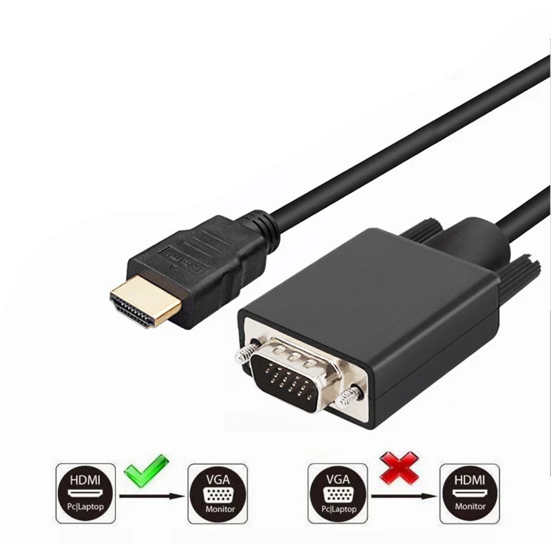 1080P HDMI-Compatible To VGA Adapter 1.8M/3.0M Cable Video Audio Male Converter for Desktop Laptop PC TV Monitor Projector