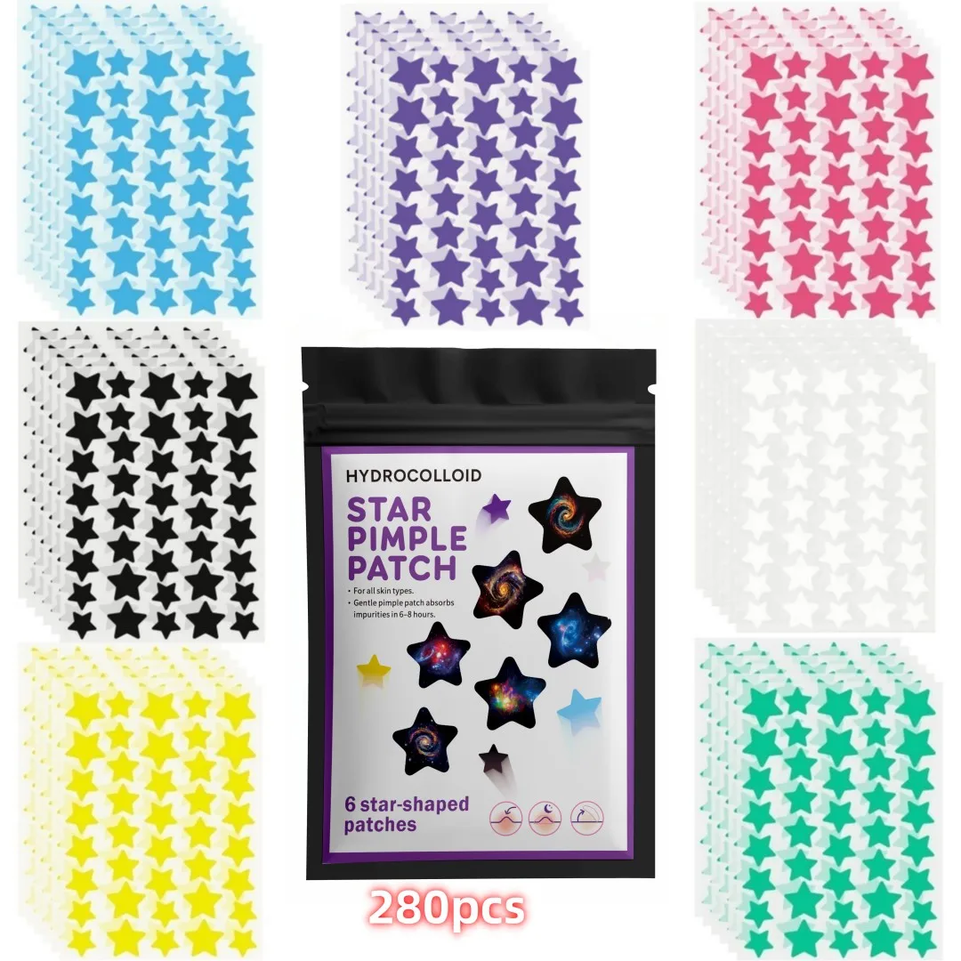 280/1120/1680pcs of multi-color star acne patches, facial acne patches, concealer acne patches, and pimples patches, ultra-thin