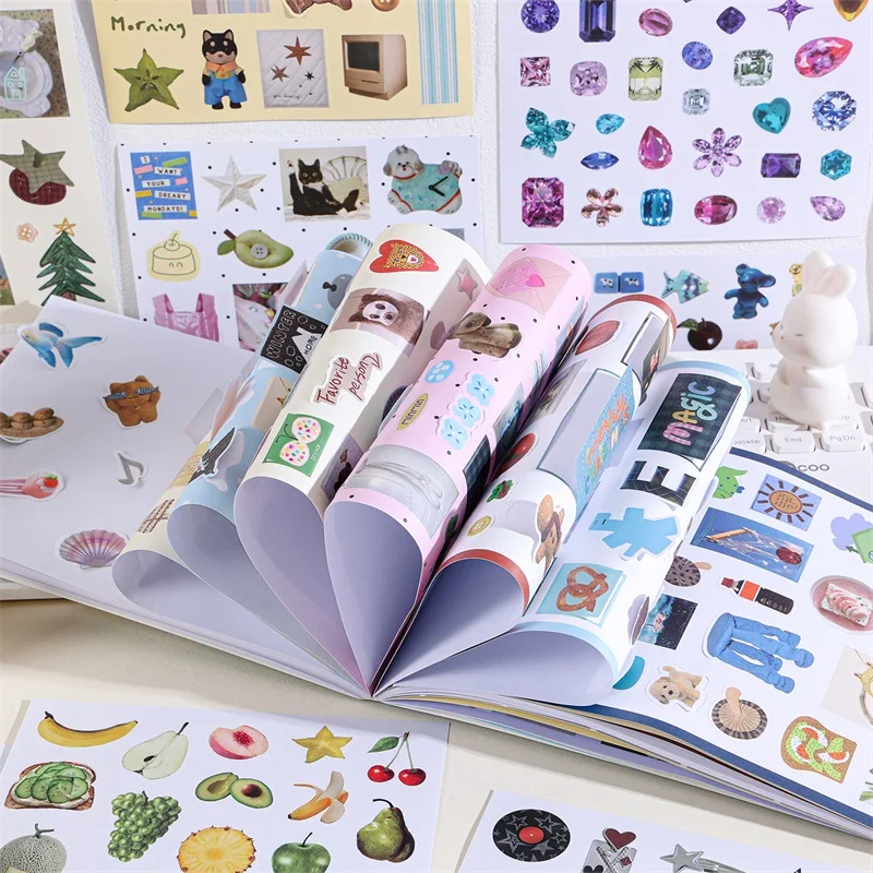 50 Sheets Retro Cartoon Sticker Book Paper Aesthetic Decals for Journaling Scrapbooking Laptop Water Bottle Planner Accessories