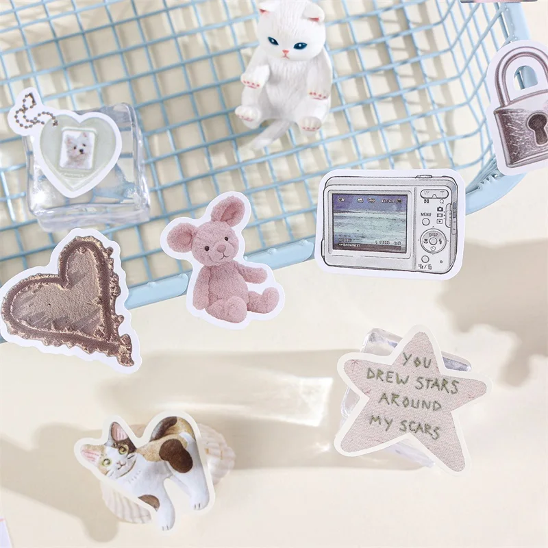 50 Sheets Retro Cartoon Sticker Book Paper Aesthetic Decals for Journaling Scrapbooking Laptop Water Bottle Planner Accessories