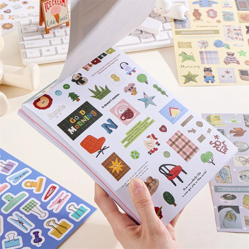 50 Sheets Retro Cartoon Sticker Book Paper Aesthetic Decals for Journaling Scrapbooking Laptop Water Bottle Planner Accessories