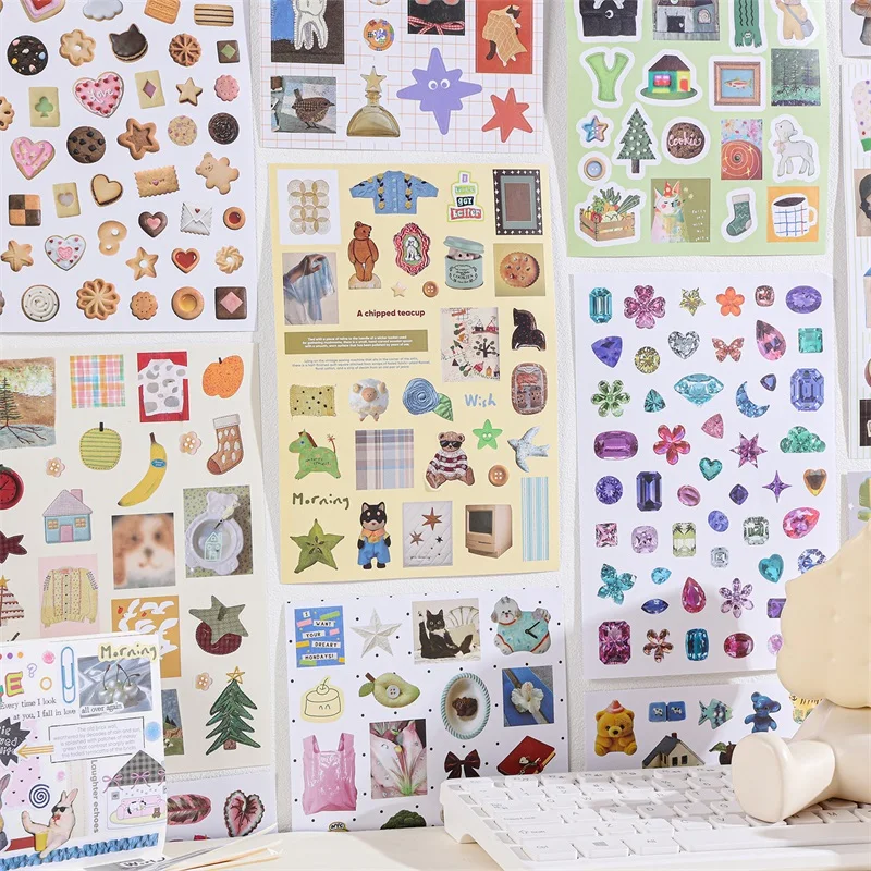 50 Sheets Retro Cartoon Sticker Book Paper Aesthetic Decals for Journaling Scrapbooking Laptop Water Bottle Planner Accessories