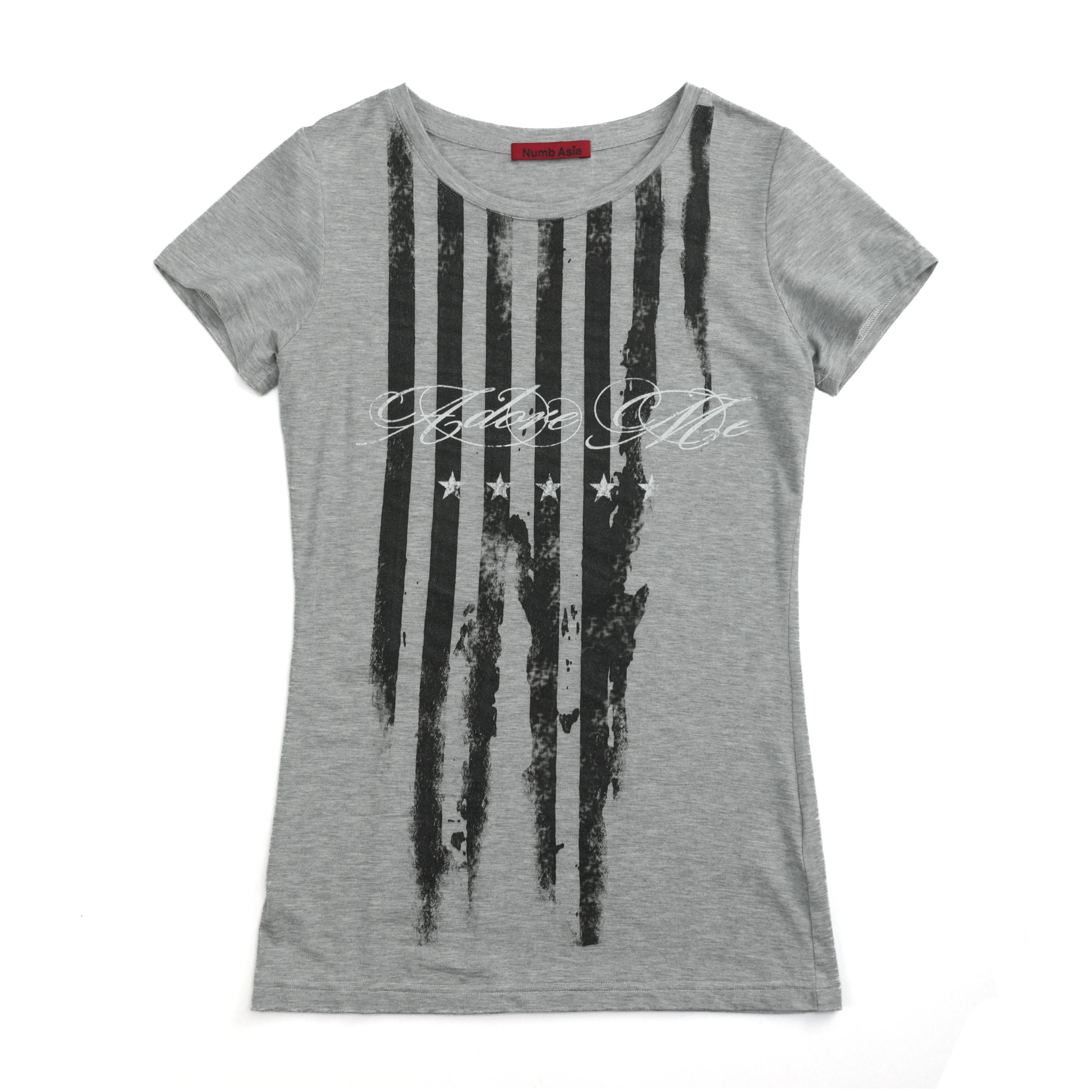 Karrcat Trashy Y2k Striped Letter Print T-shirt Grunge Aesthetics Short Sleeve Tee Shirt Vintage Punk Streetwear American Retro