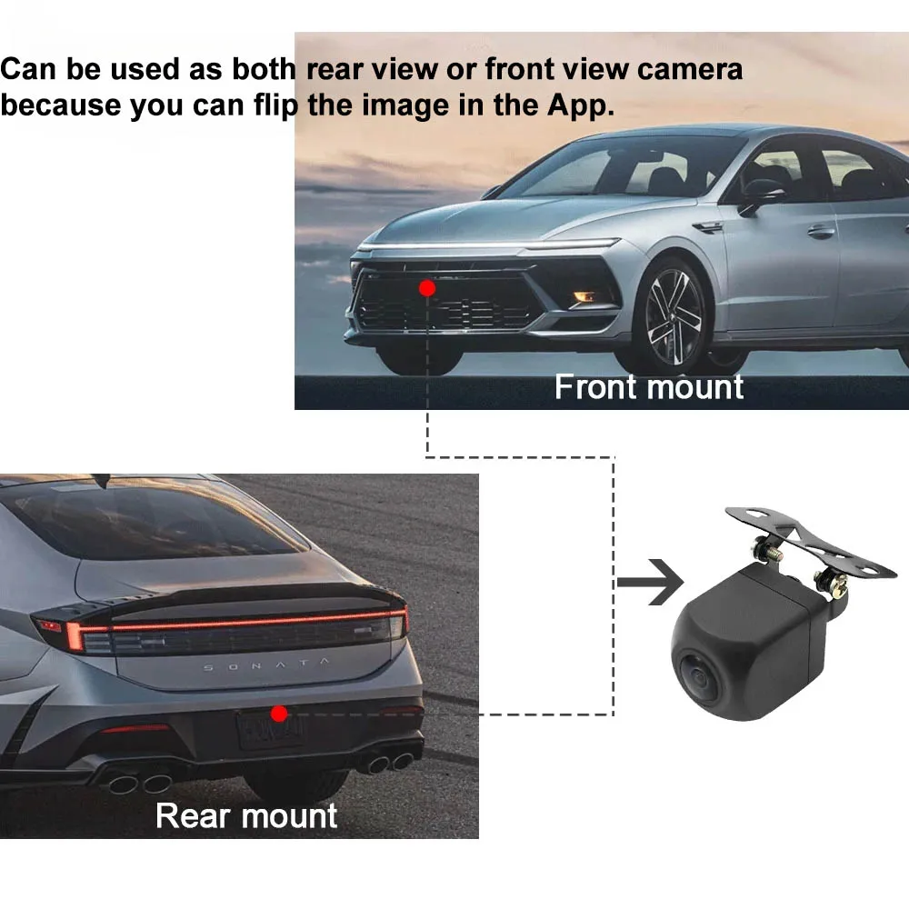 Carsanbo HD WIFI5 Night Vision Camera Car Wireless Waterproof Wifi Reversing Camera 5V USB/12V Support Android, IOS and Radio