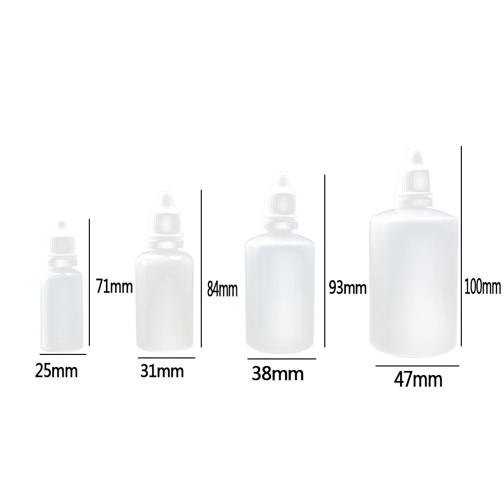 5PCS 5ML/10ML/15ML/20ML/30ML/50ML/100ML Empty Plastic Squeezable Dropper Bottles Eye Liquid Dropper Refillable Bottles