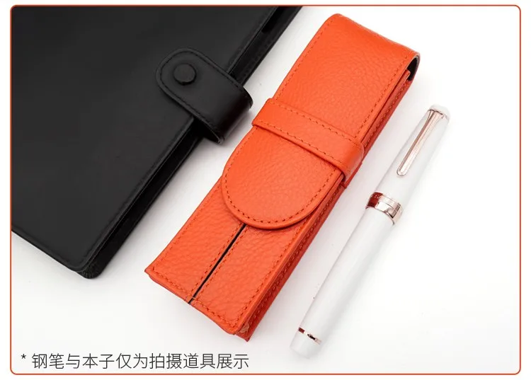 Leather 2-piece pen cover protective cover head layer cowhide pen bag stationery box double-sided leather separated storage bag