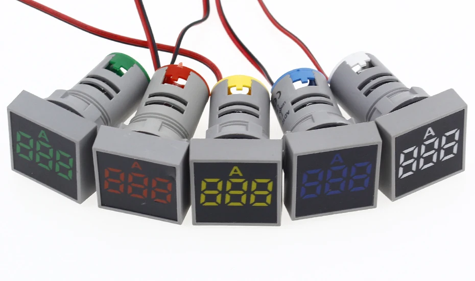 22MM 0-100A Digital Ammeter Current Meter/Voltage Meters Indicator Led Lamp Square Signal Light