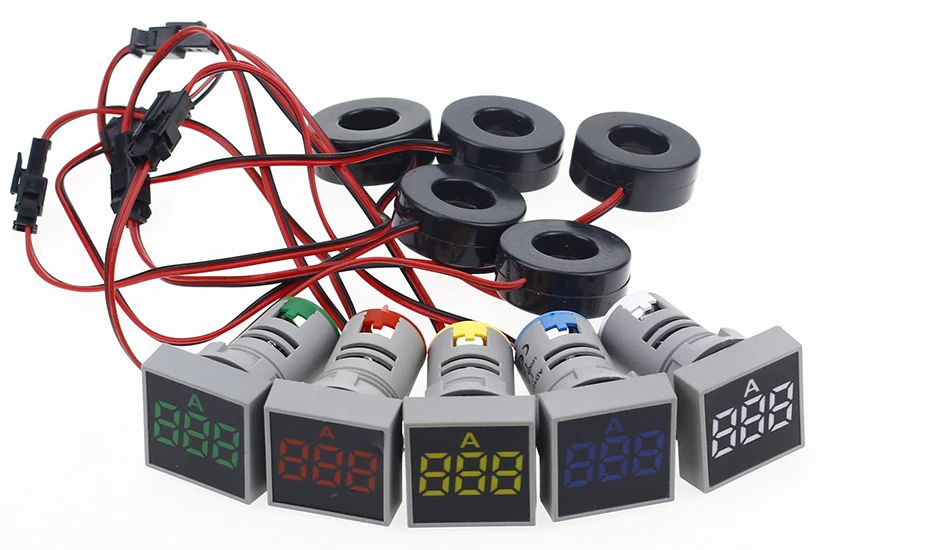 22MM 0-100A Digital Ammeter Current Meter/Voltage Meters Indicator Led Lamp Square Signal Light