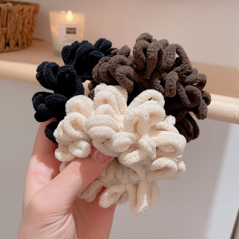 2024 Autumn Winter New Sweet Plush Soft Girls' Women Pompom Hair Ties Elastic Hair Band Ropes Accessories Headwear