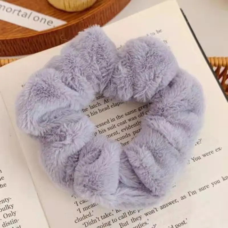 2024 Autumn Winter New Sweet Plush Soft Girls' Women Pompom Hair Ties Elastic Hair Band Ropes Accessories Headwear