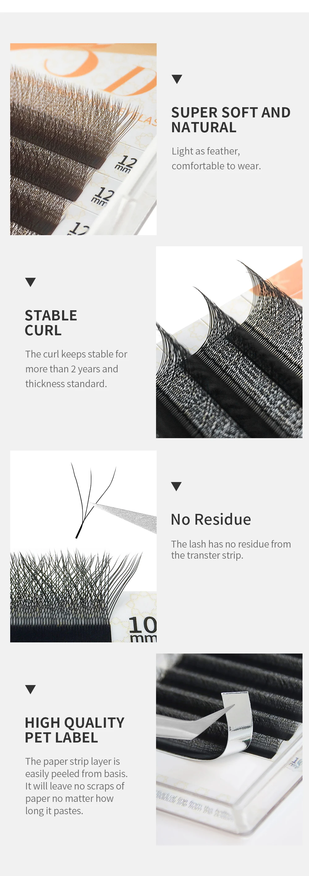GAHAMACA W-Shape Eyelash Extensions C/D/L/LU Curl Premade Volume Fans Soft Natural False Eyelashes For Professional Eye Makeup