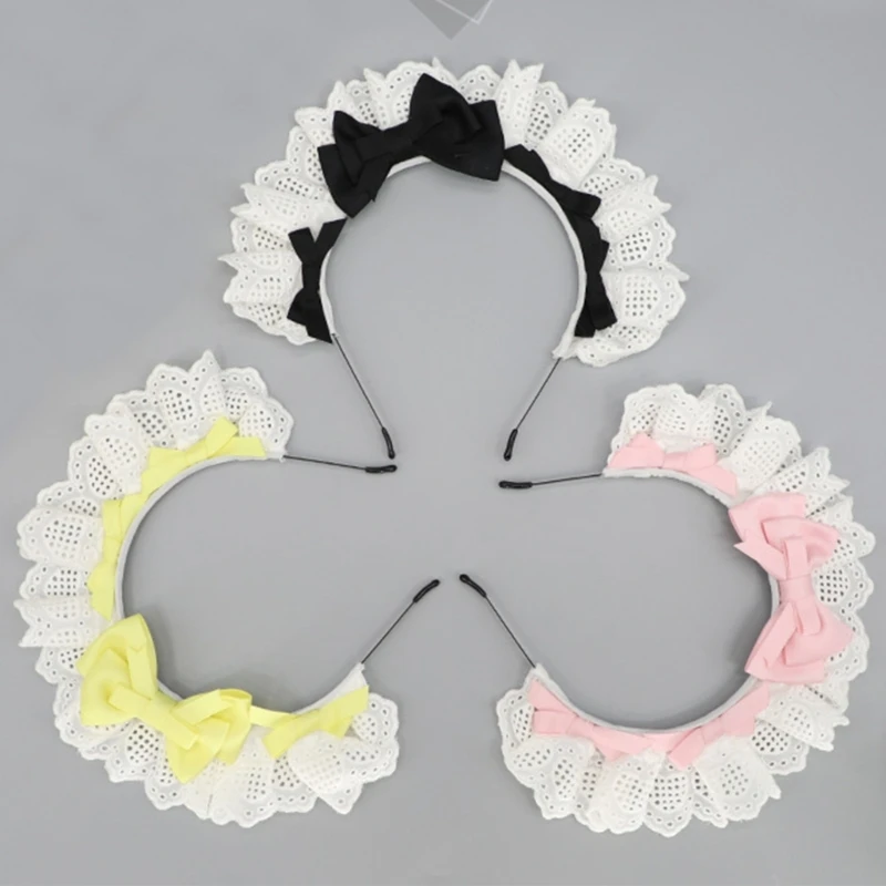 Girls Wide  Headwear White Maid Headband Novelty Sweet  HeadpieceCartoon Anime Cosplay Hair Ornaments Dropshipping