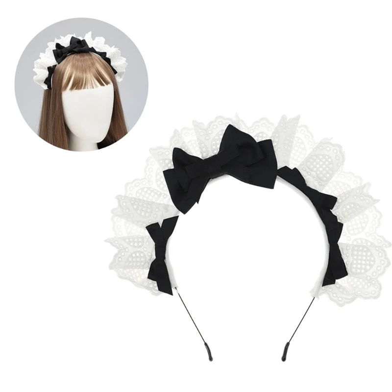 Girls Wide  Headwear White Maid Headband Novelty Sweet  HeadpieceCartoon Anime Cosplay Hair Ornaments Dropshipping